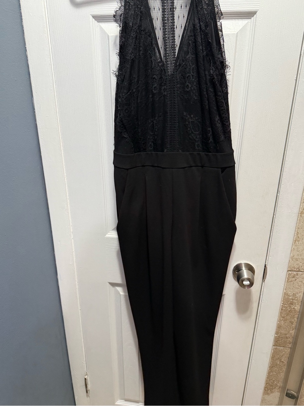 Express Black Lace-Top Jumpsuit